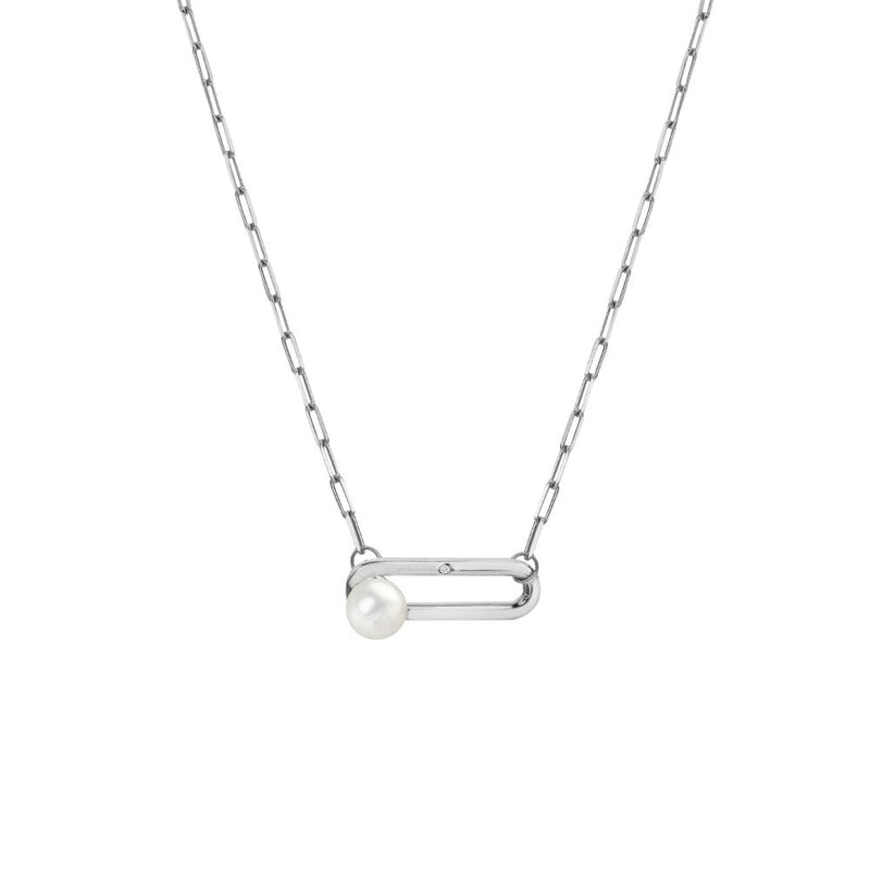 Hot Diamonds Linked Paperclip Pearl Necklace DN172