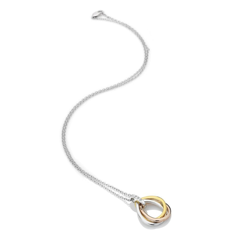 Hot Diamonds Trio Teardrop Pendant Silver with Rose & Yellow Gold Accents DP780 chain
