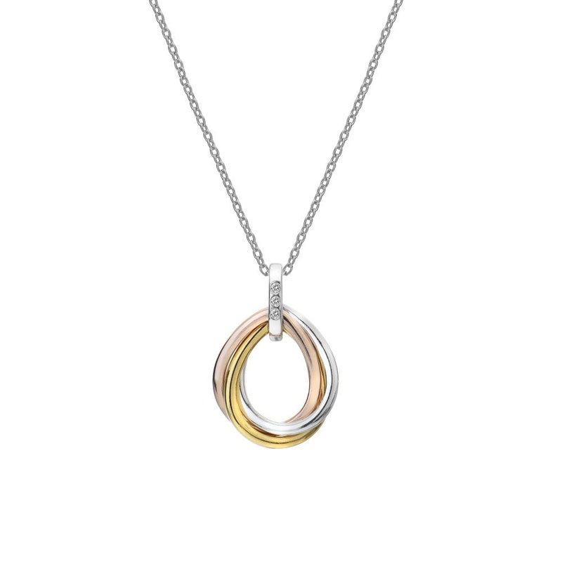 Hot Diamonds Trio Teardrop Pendant Silver with Rose & Yellow Gold Accents DP780