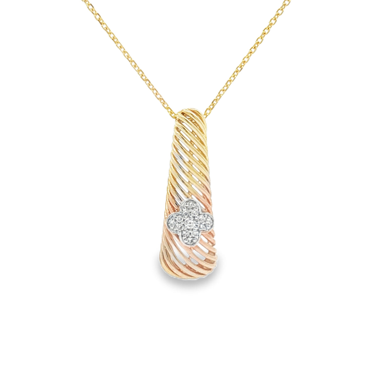 9ct Yellow Gold Diamond Set Milano Pendant