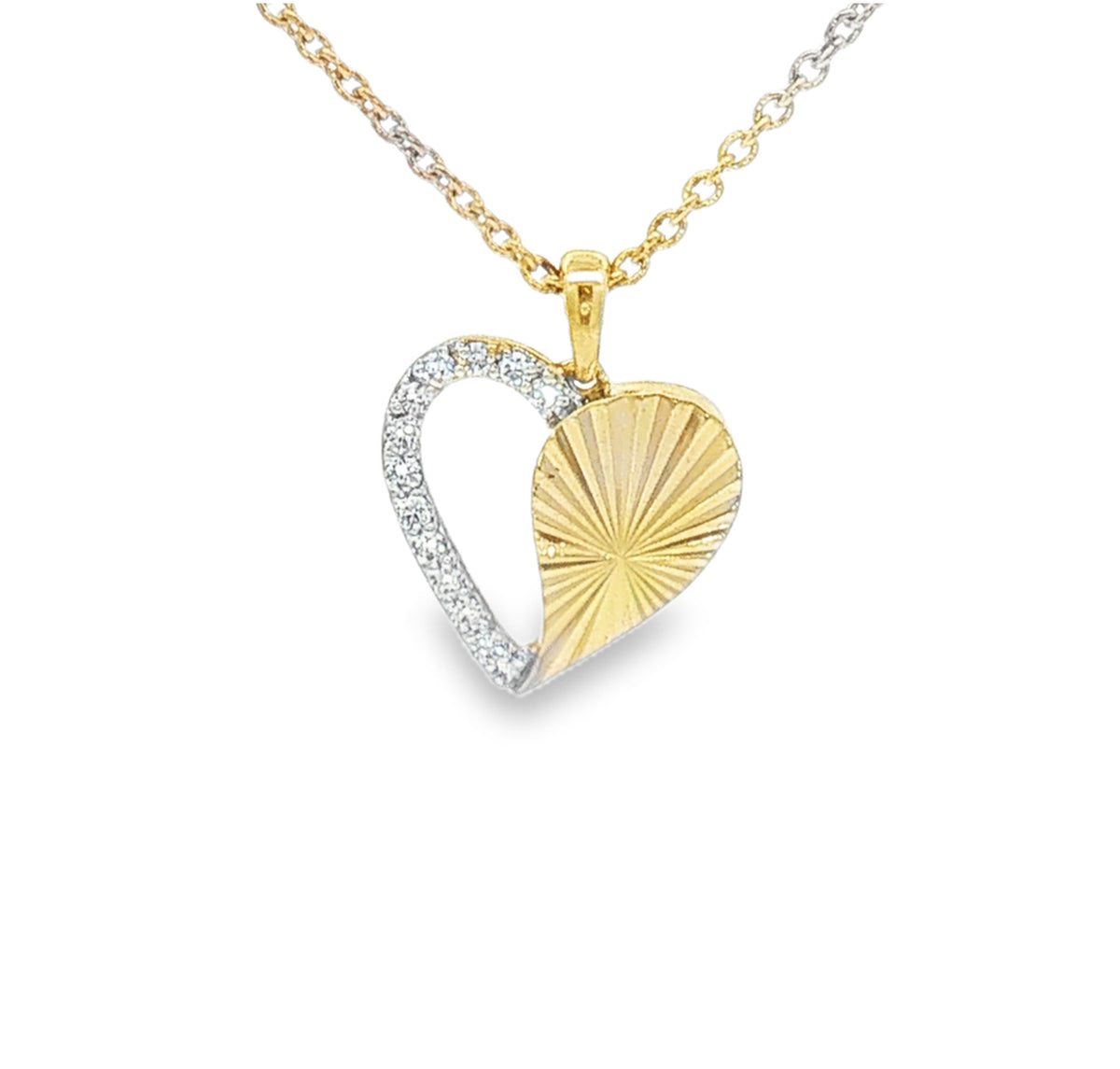 9ct Gold Diamond Half Open Heart Necklace