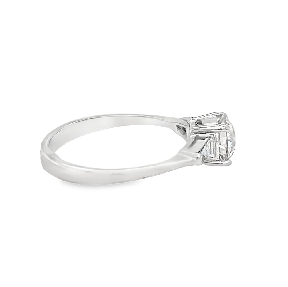 Solitaire Diamond Engagement Ring 0.89ct 18ct White Gold side