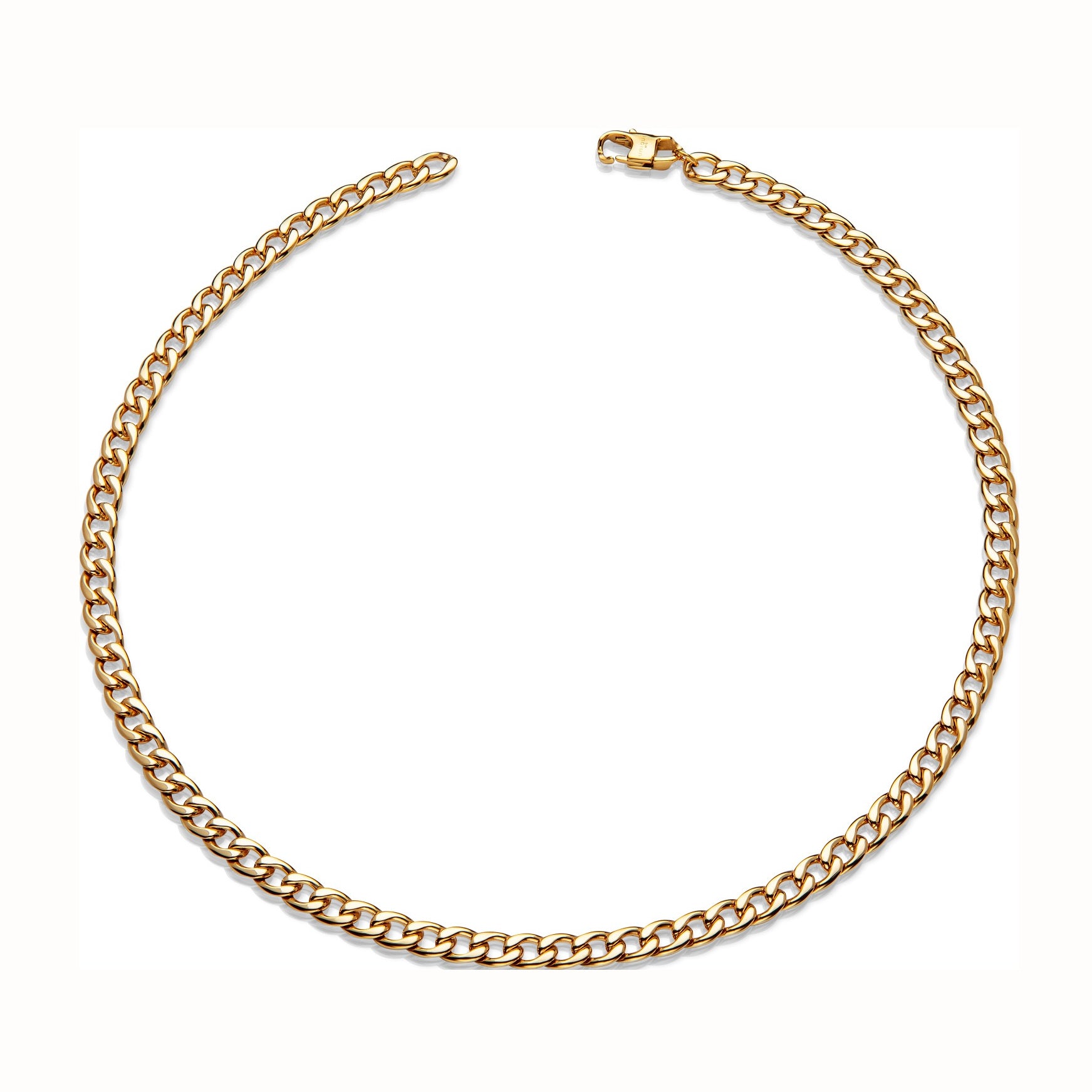Unique & Co Mens Steel Gold IP Curb Necklace LAK214