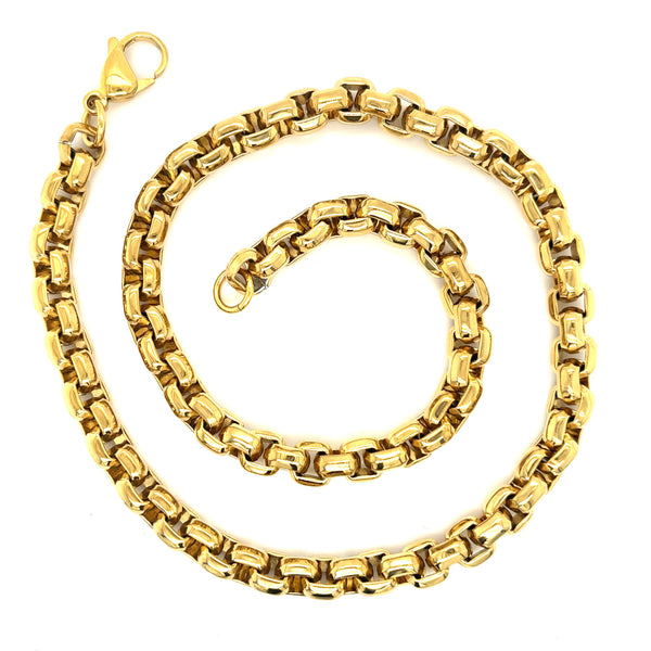 Unique & Co Mens Steel Gold IP Belcher Necklace LAK237