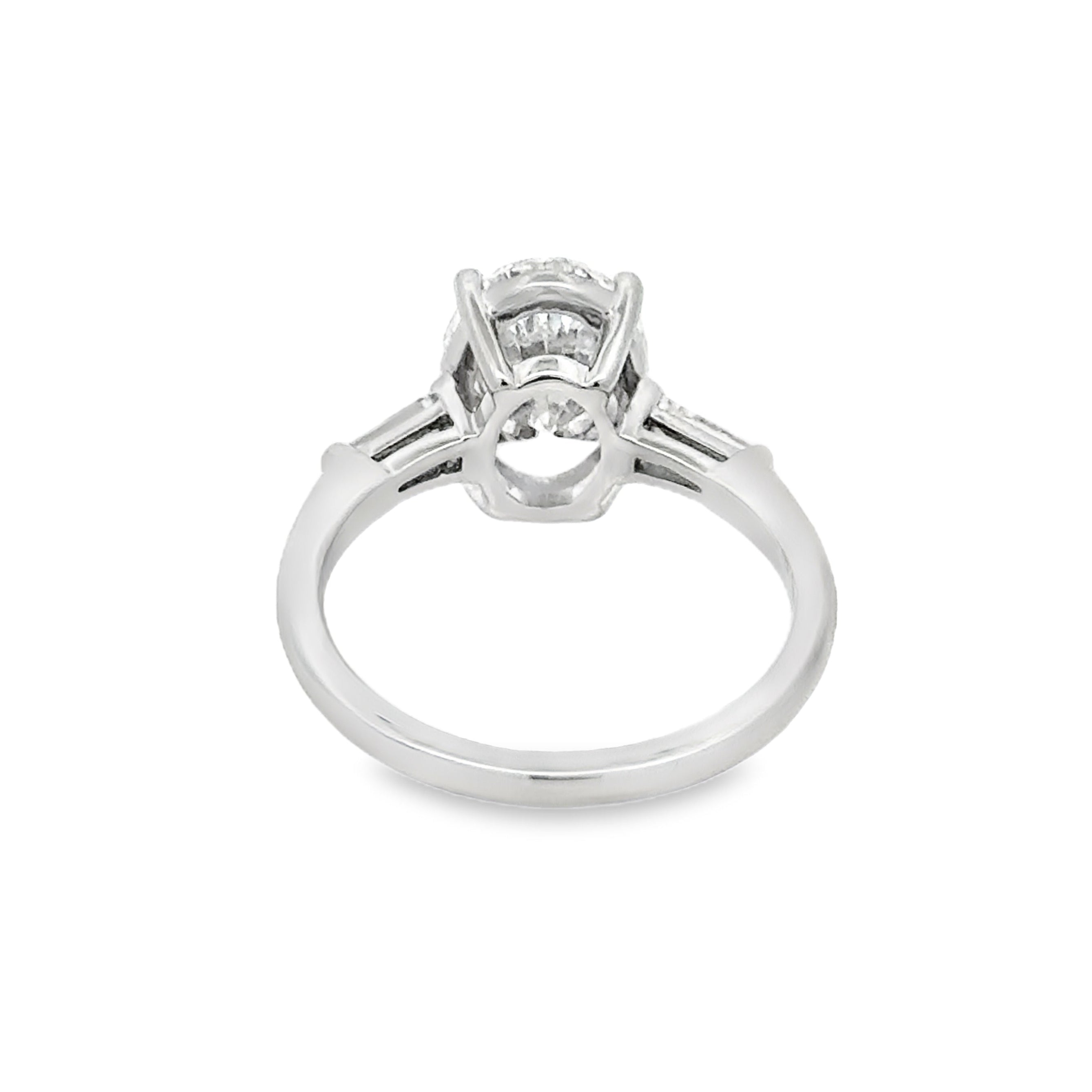 Platinum Solitaire Oval Lab Grown Diamond Engagement Ring 3.30ct rear