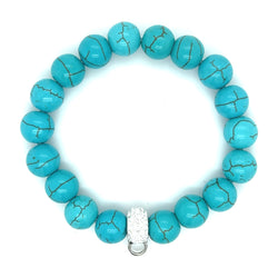 Synthetic Turquoise & CZ Bracelet