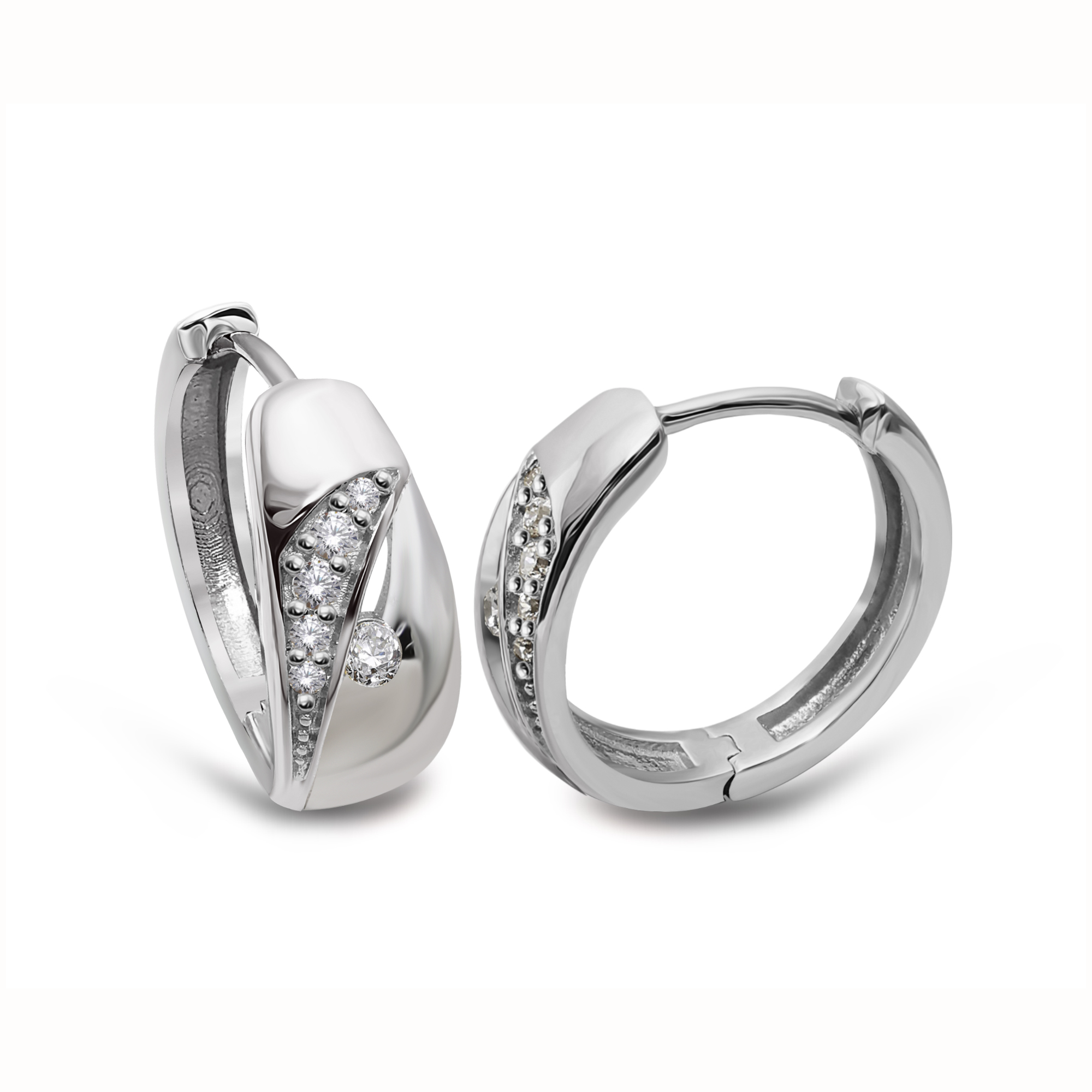 Unique & Co Silver CZ Huggie Earrings  ME-1040