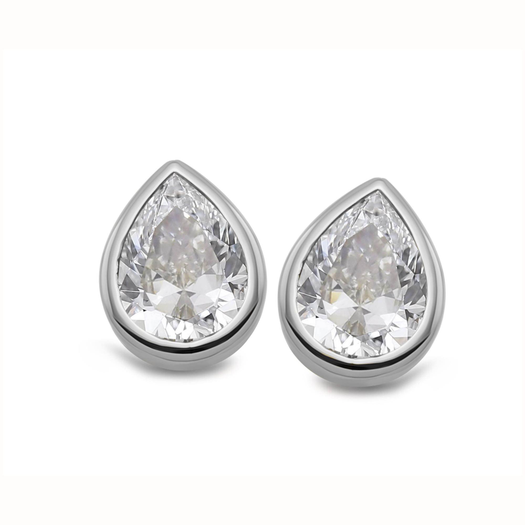Unique & Co Silver Pear CZ Stud Earrings  ME-1043