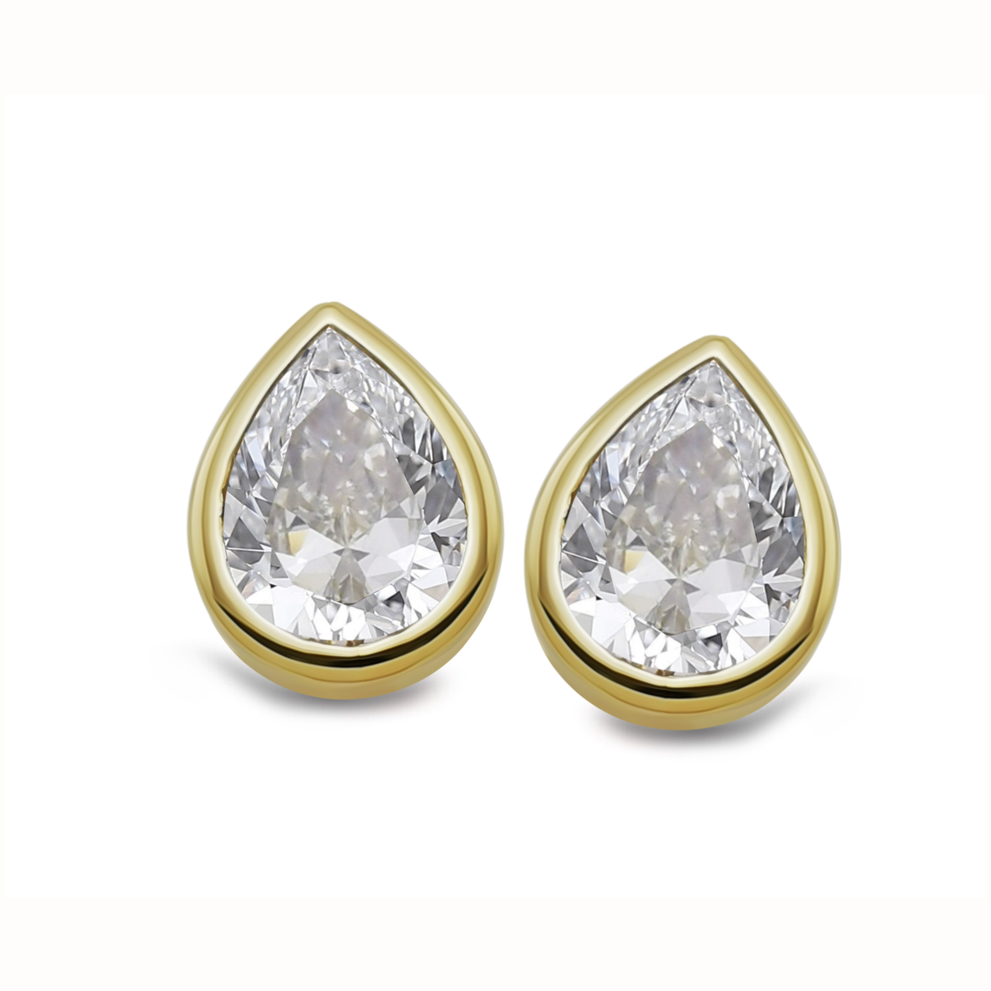 Unique & Co Silver Gold Plated Pear CZ Stud Earrings  ME-1043GO
