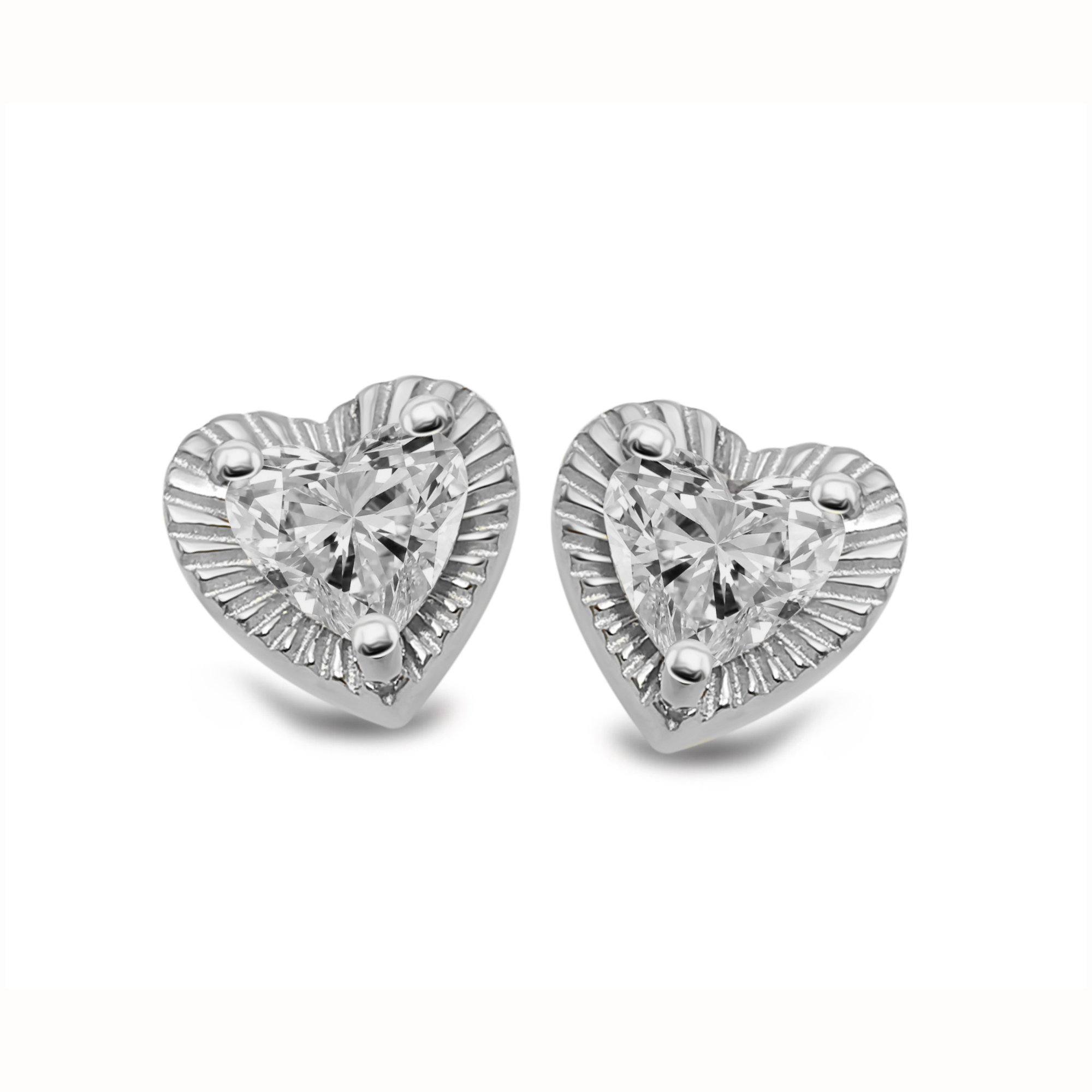 Unique & Co Silver Heart CZ Stud Earrings  ME-1044