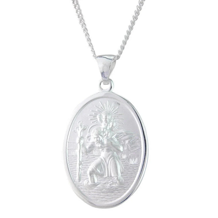 Sterling Silver Oval St. Christopher