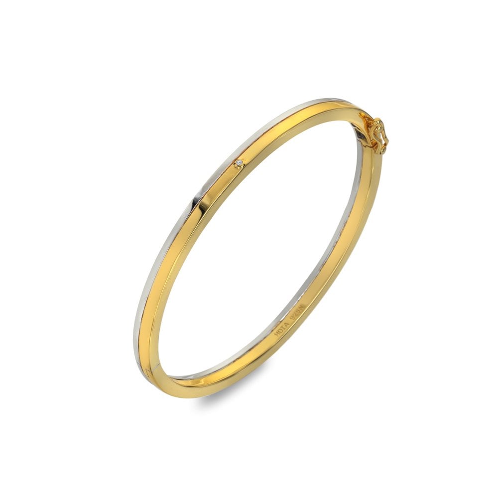 Hot Diamonds Parellel Two Tone Bangle DC226 side view
