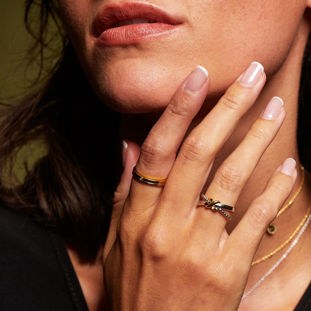 Hot Diamonds Parellel Two Tone Ring DR308/P lifestyle