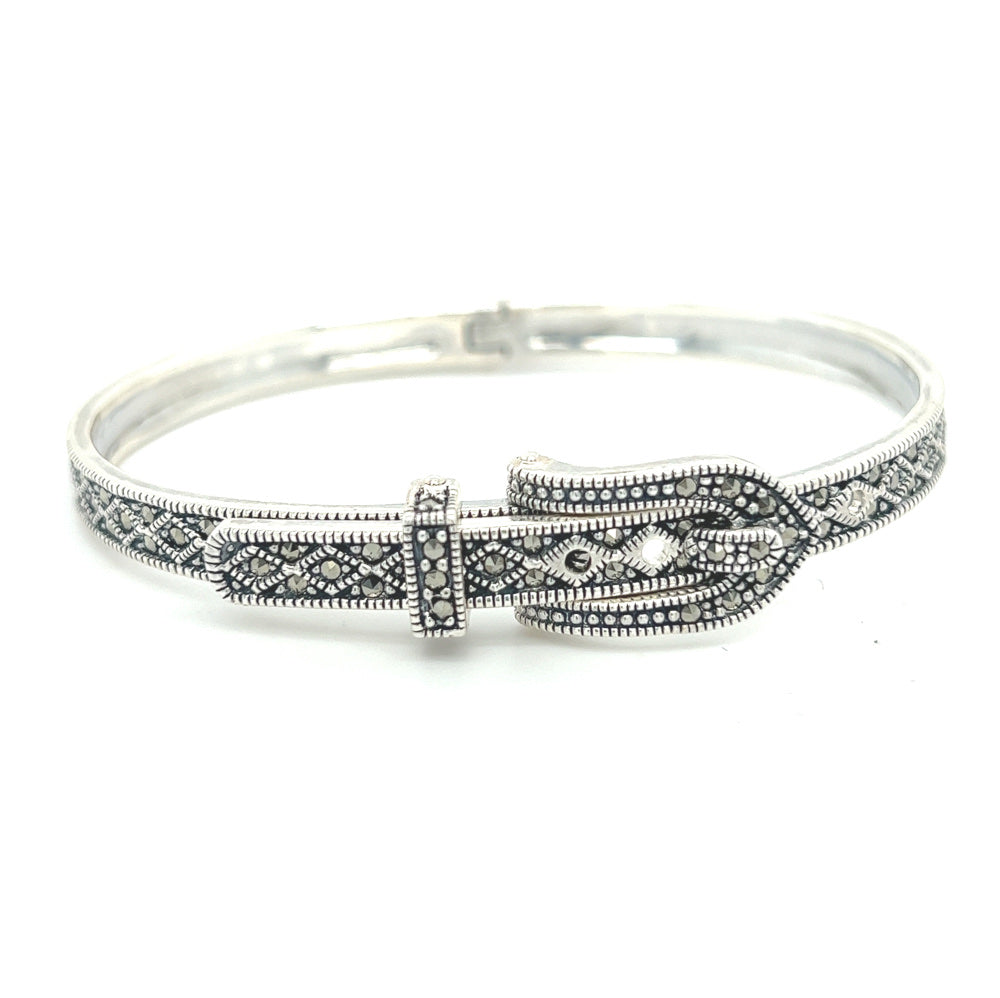 Silver Marcasite Buckle Bangle