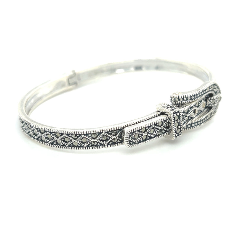 Silver Marcasite Buckle Bangle side
