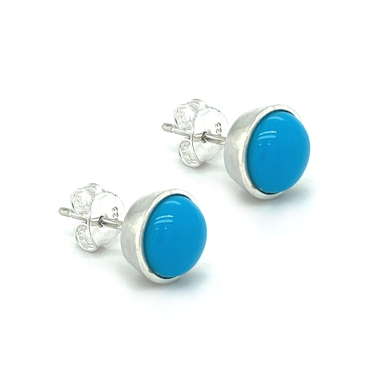 Silver Turquoise Stud Earrings side