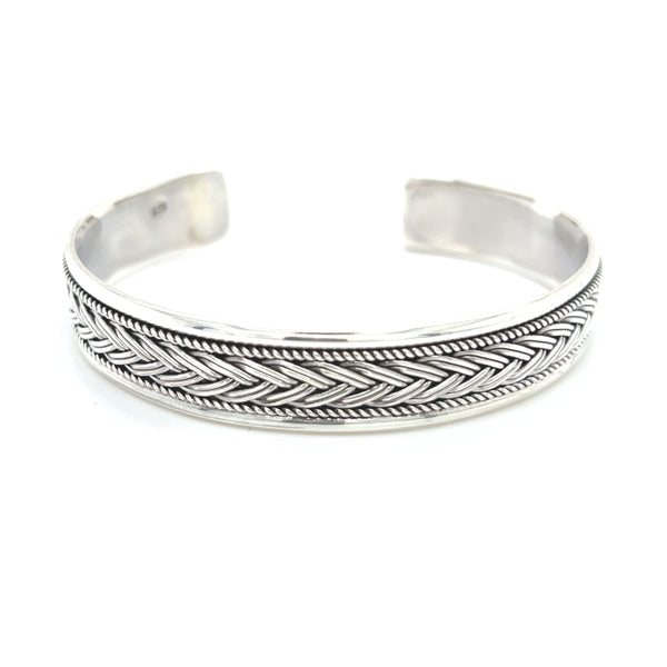 Sterling Silver 12mm Plaited Torque Bangle