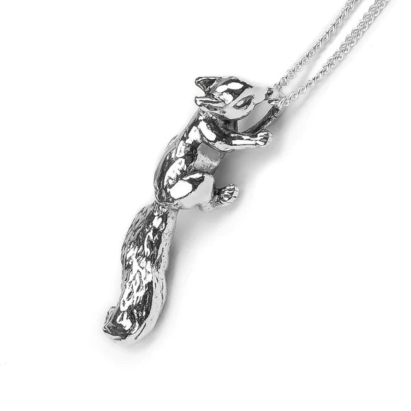 Henryka Climbing Squirrel Necklace in Silver