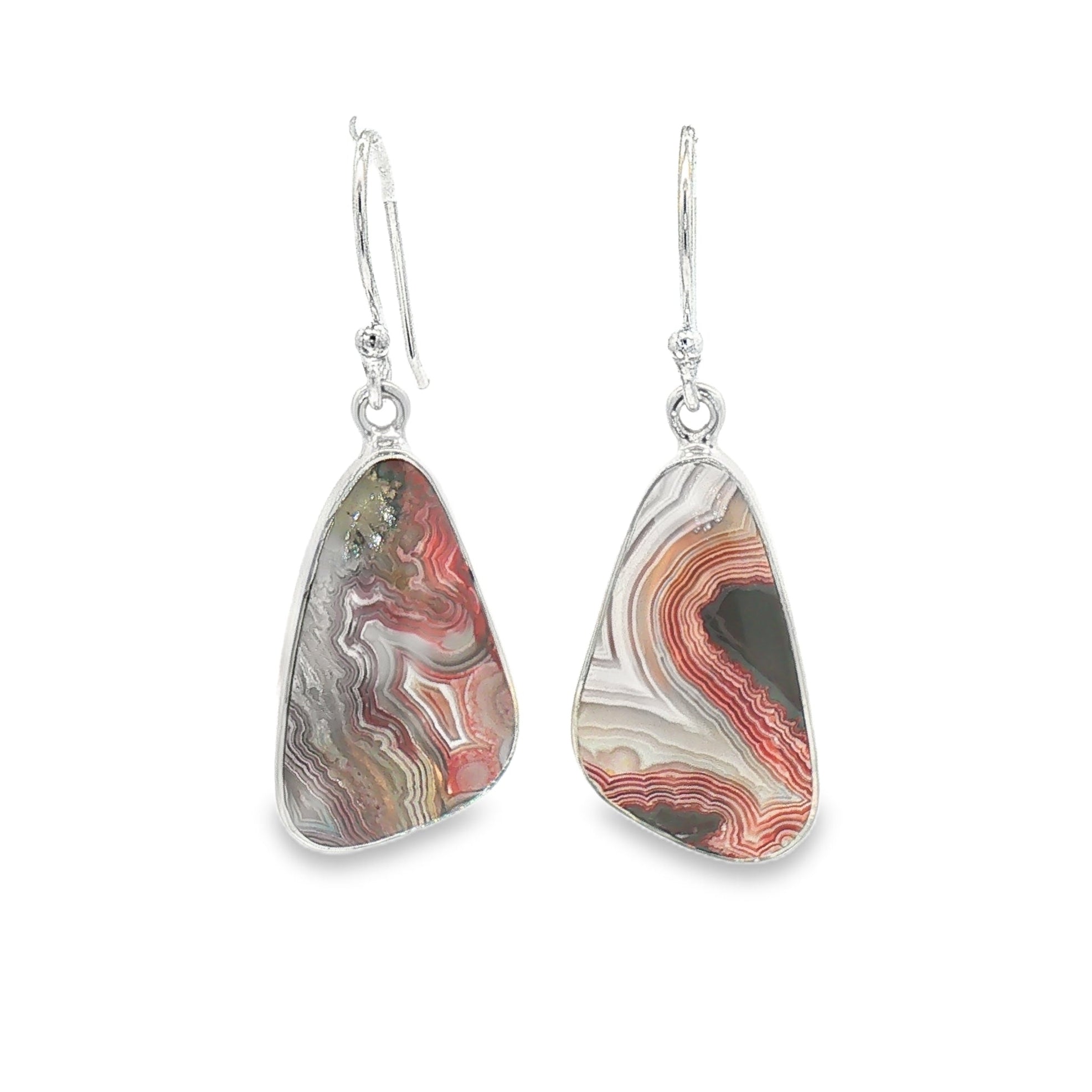 Silver Lace Agate Drop Earrings