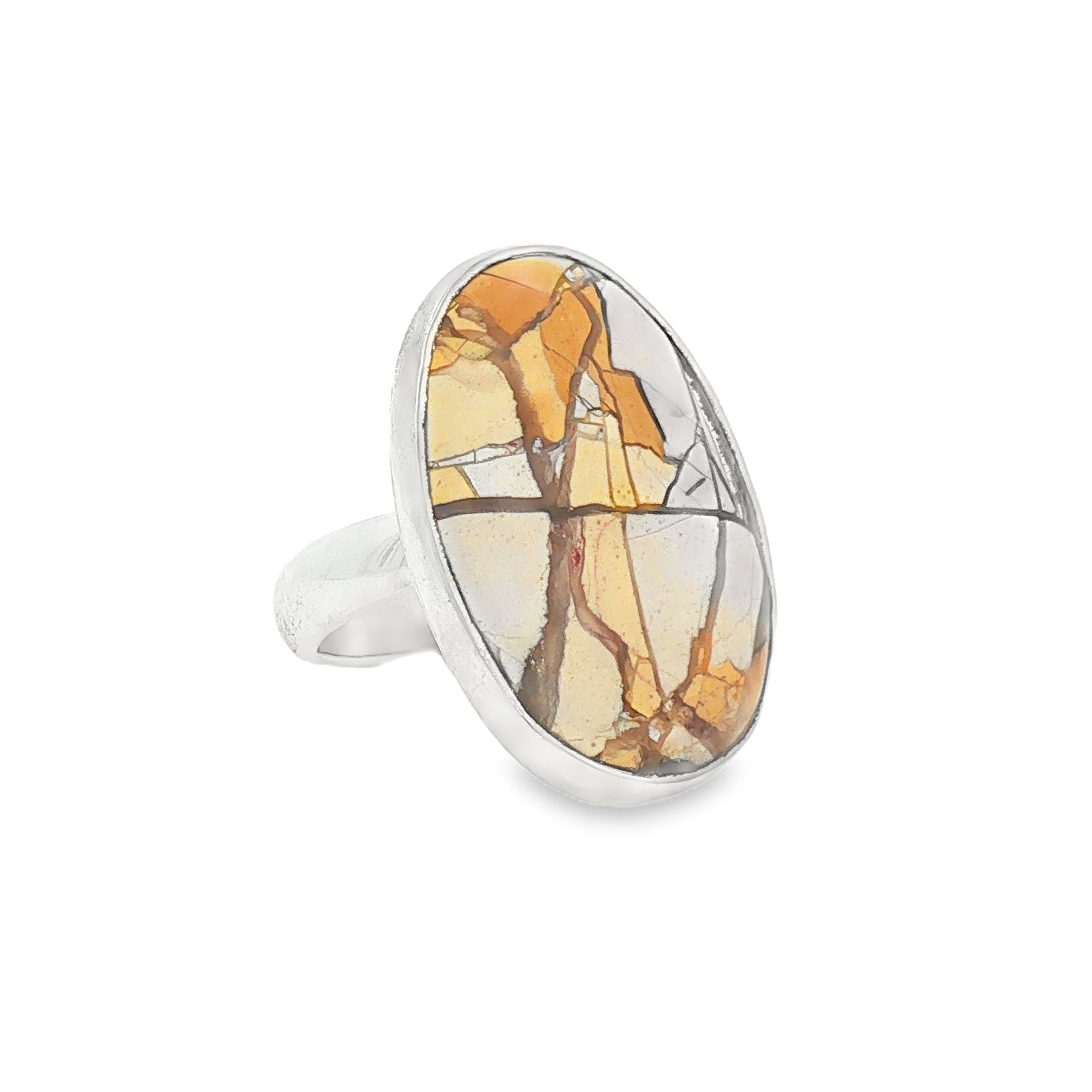 Silver Large Brecciated Jasper Ring