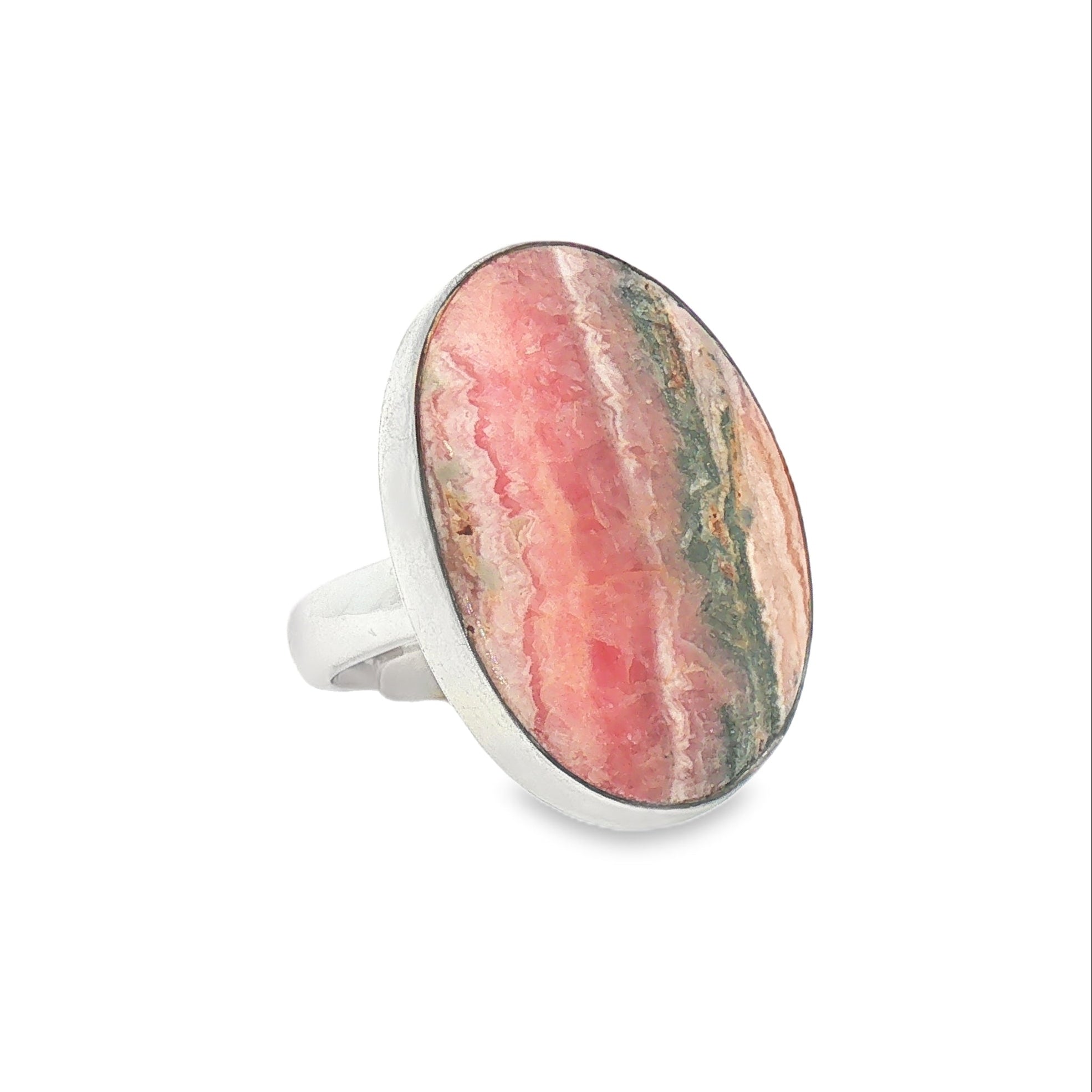 Silver Large Rhodochrosite Ring