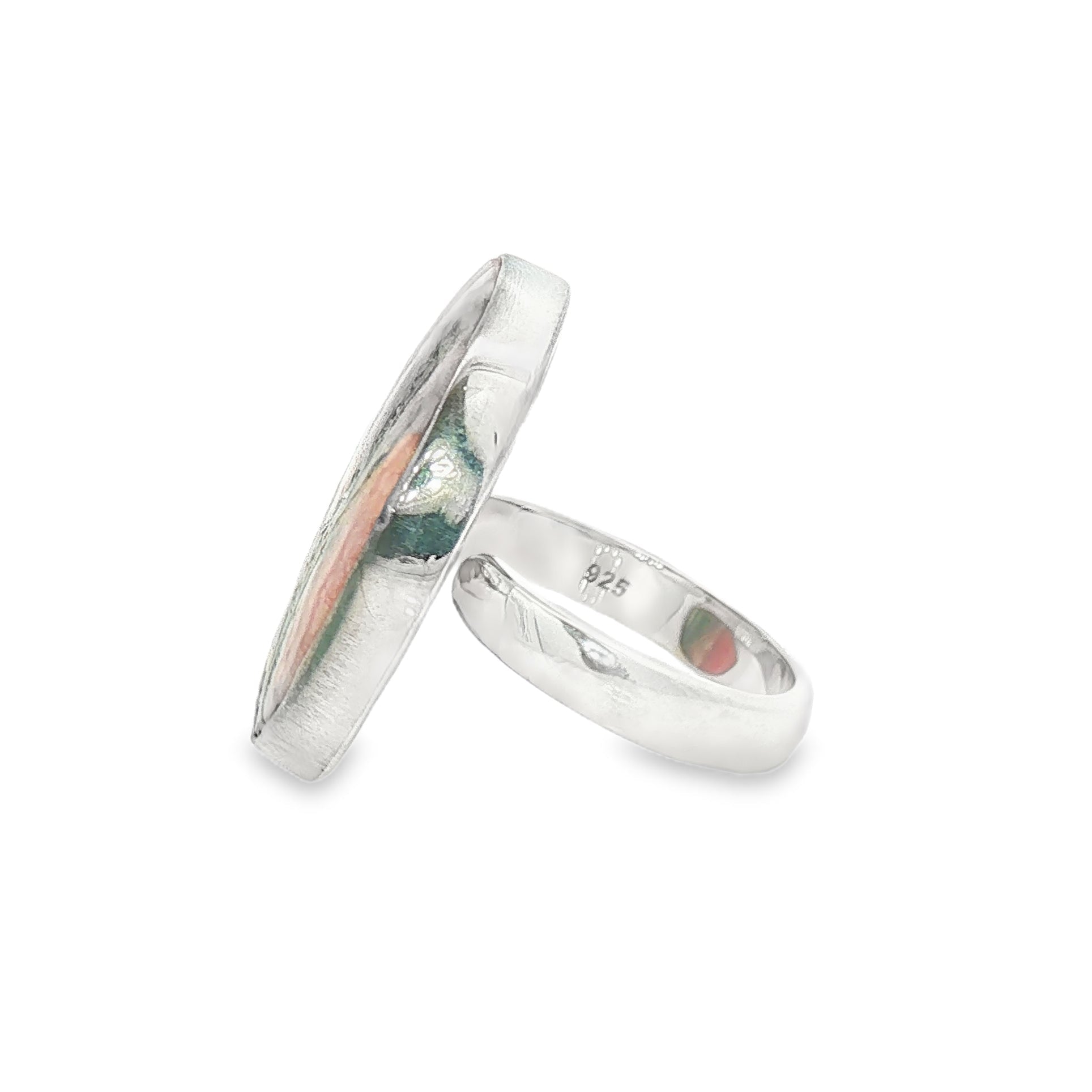 Silver Large Rhodochrosite Ring SIDE