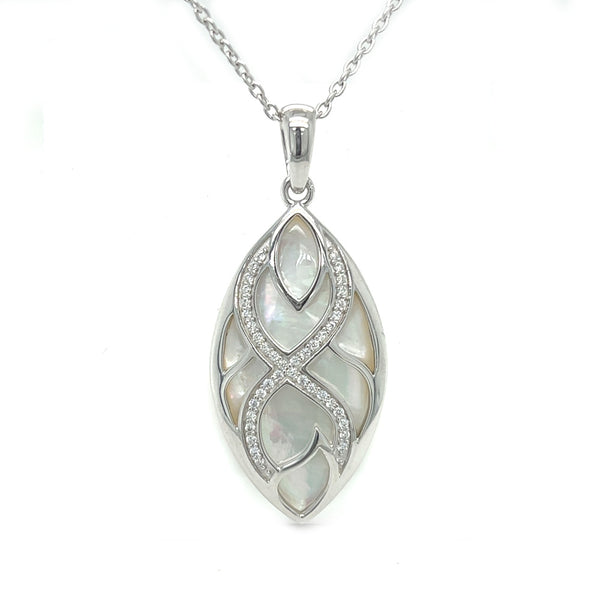 Silver CZ & Mother of Pearl Necklace