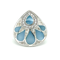 Silver Mother of Pearl & CZ Tear Shaped Ring
