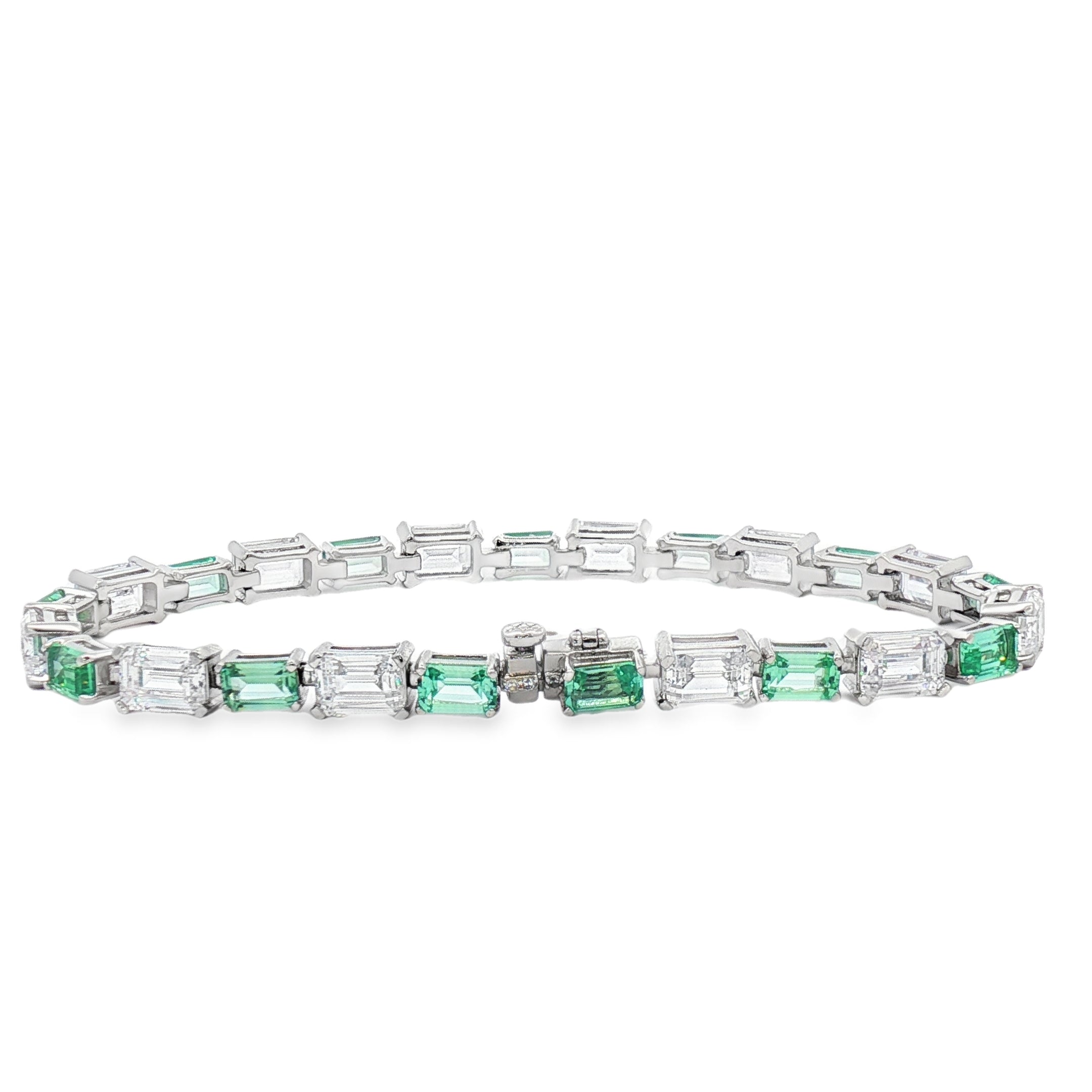Sterling Silver Emerald Cut CZ Tennis Bracelet