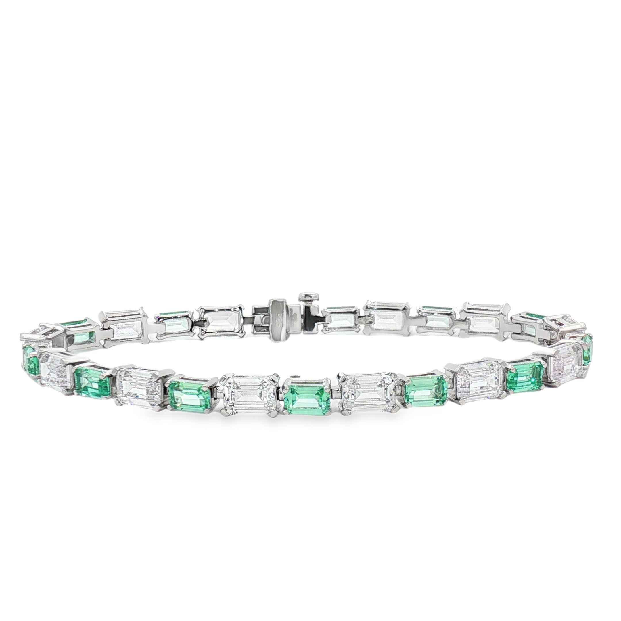 Sterling Silver Emerald Cut CZ Tennis Bracelet