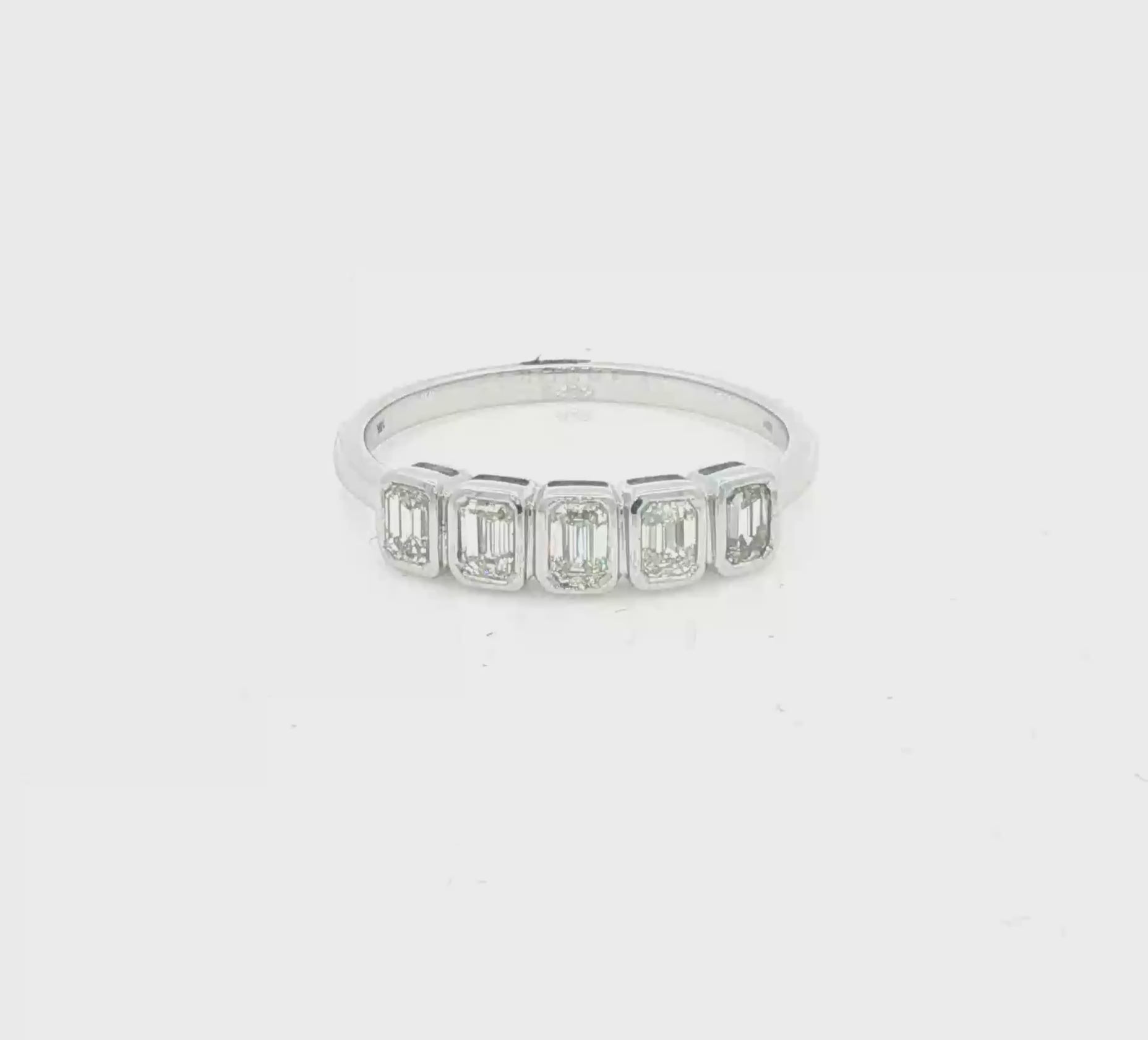 Diamond Emerald Cut Eternity Ring 0.52ct Bezel Set 18ct White Gold