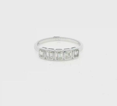 Diamond Emerald Cut Eternity Ring 0.52ct Bezel Set 18ct White Gold