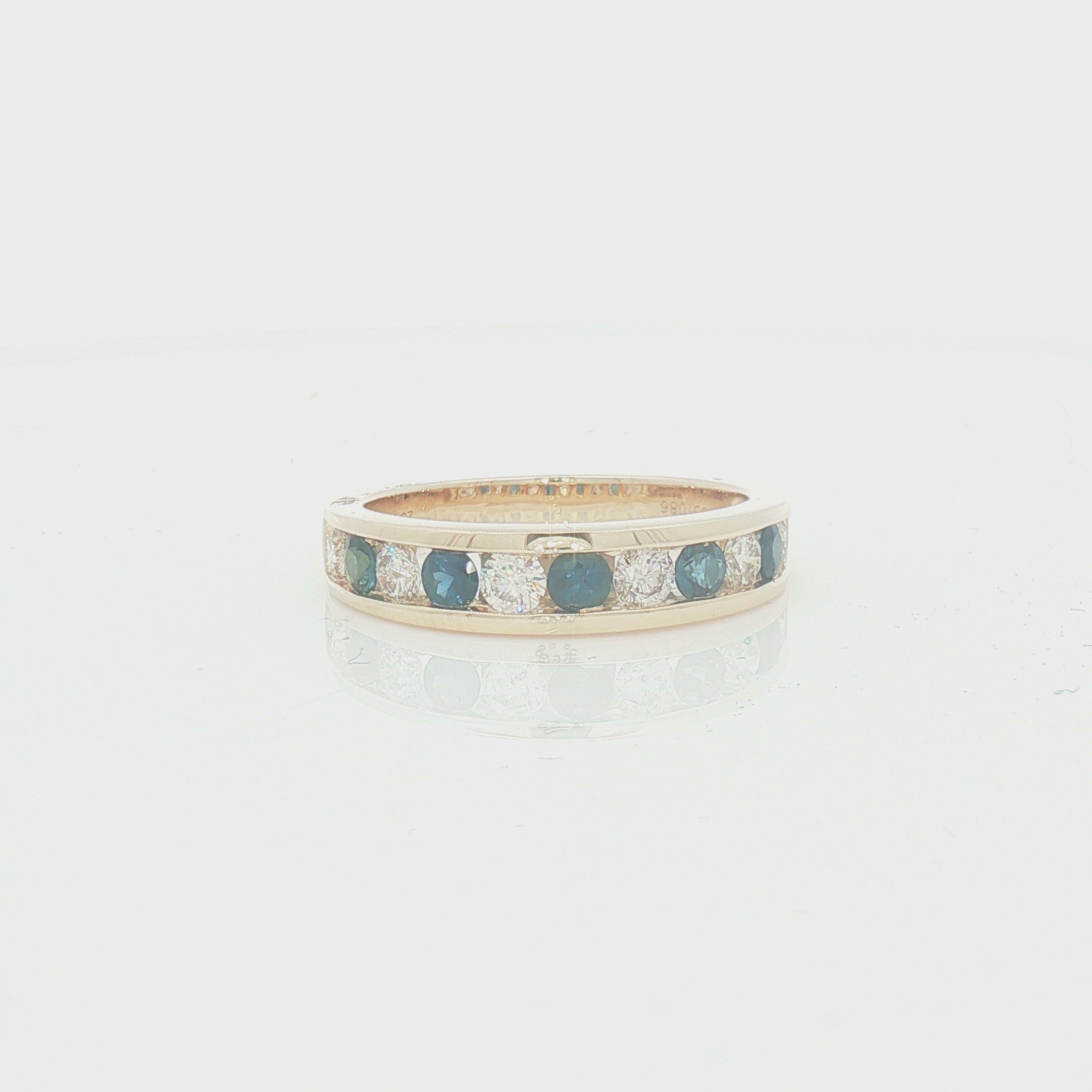 Sapphire & Diamond 11 Stone Channel Set Eternity Ring 9ct Gold