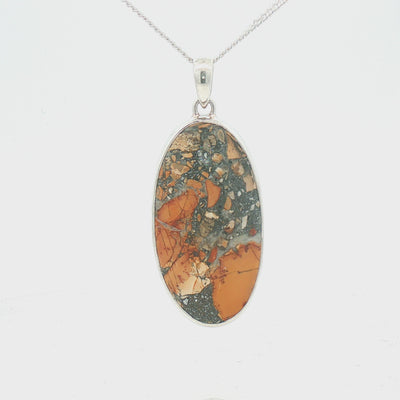 Large Oval Jasper Pendant with Chain
