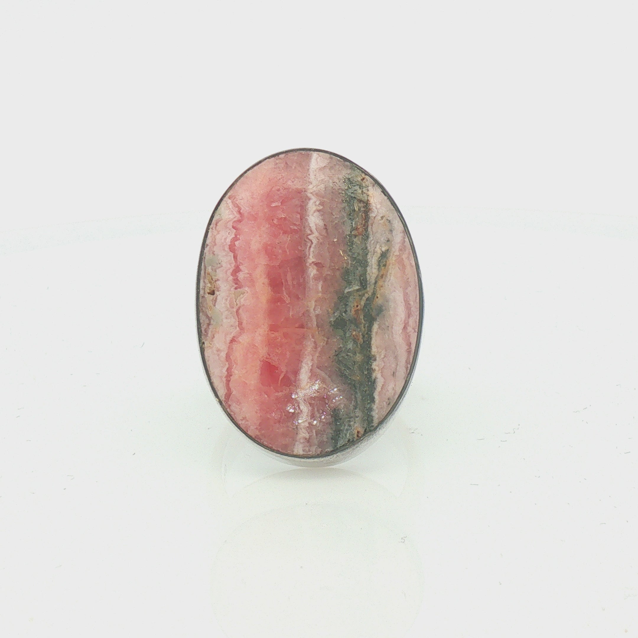 Silver Large Rhodochrosite Ring
