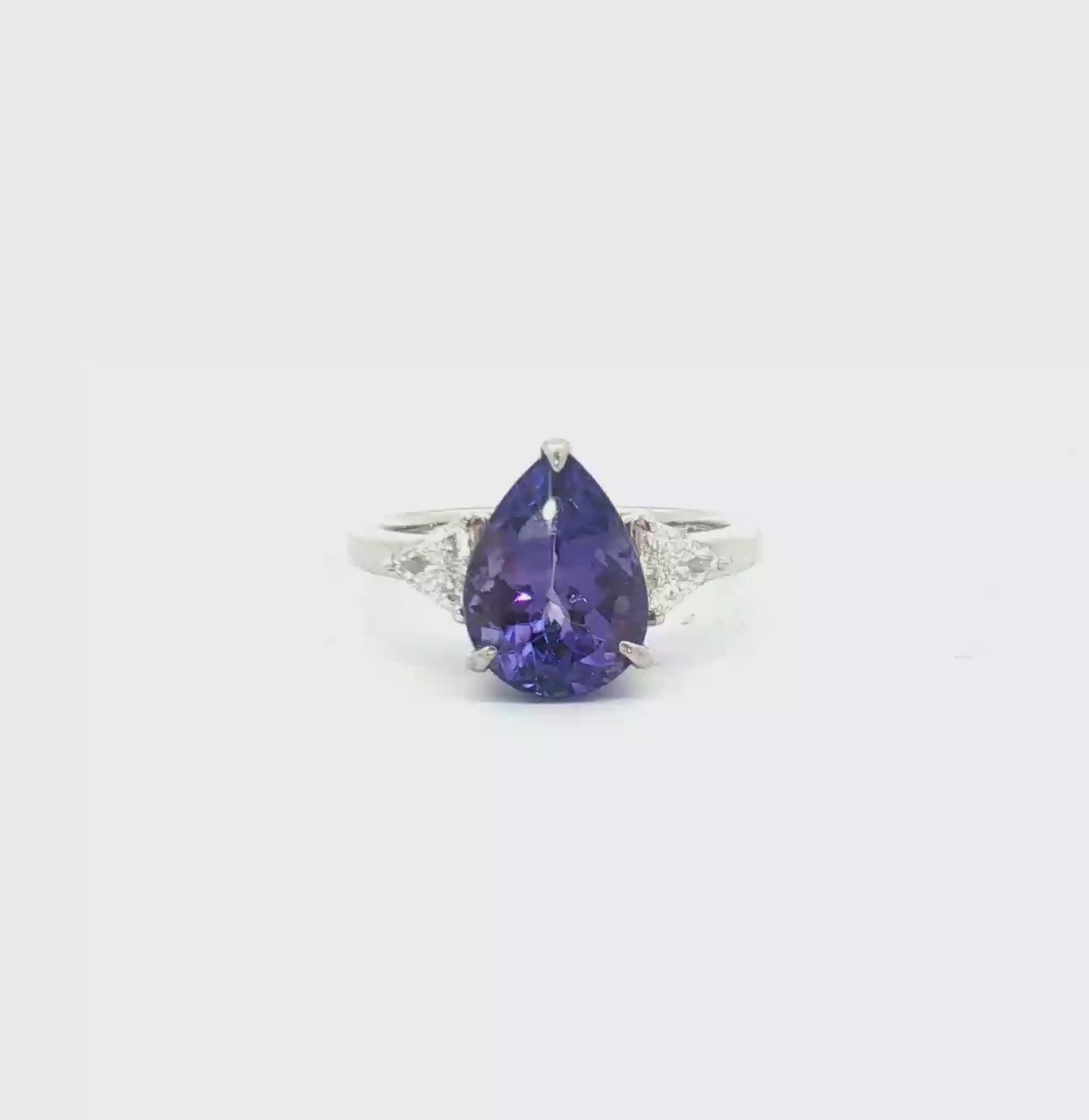 Pre Owned Pear Tanzanite & Trilliant Diamond Ring Platinum