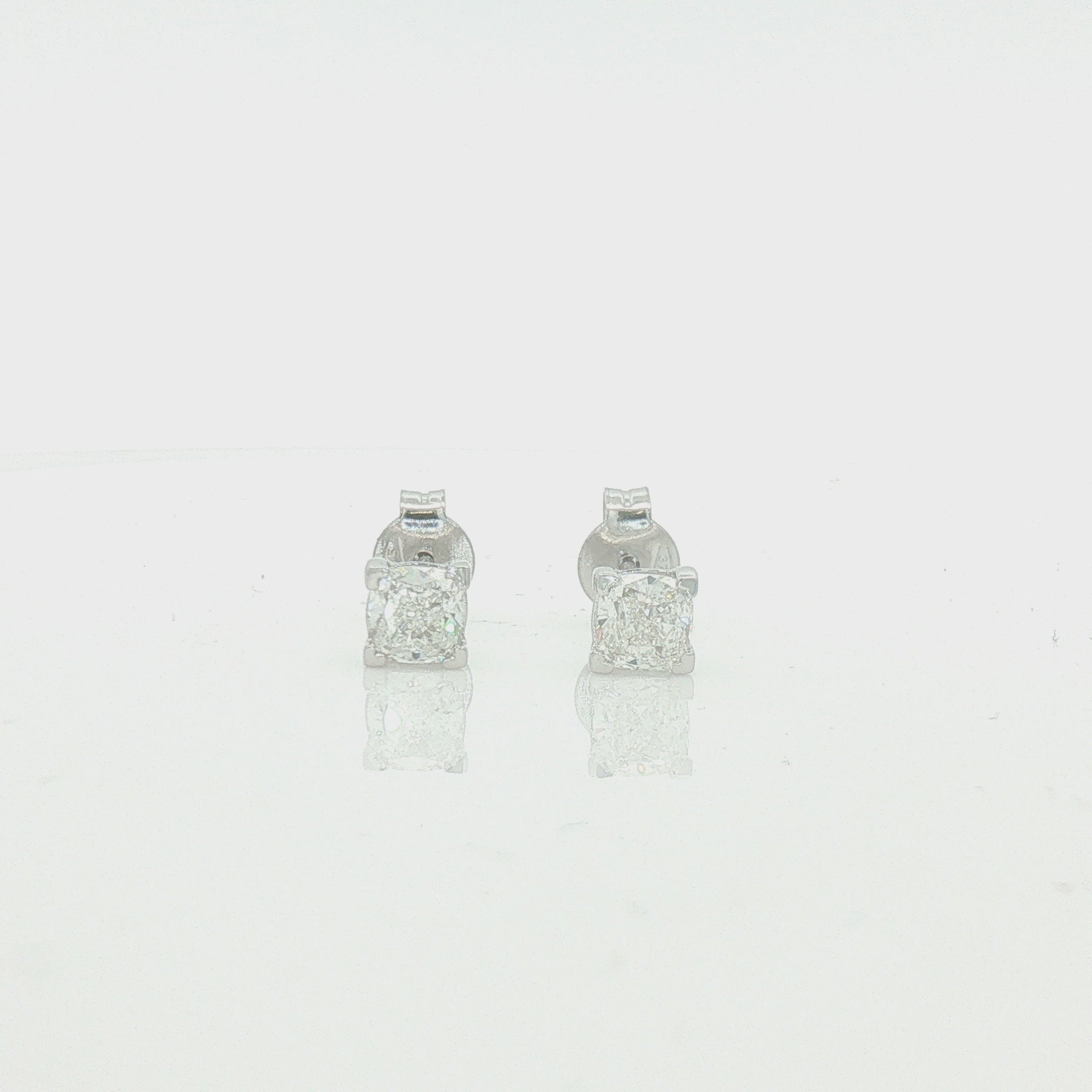 9ct White Gold Cushion Cut Diamond Earrings 1.01ct
