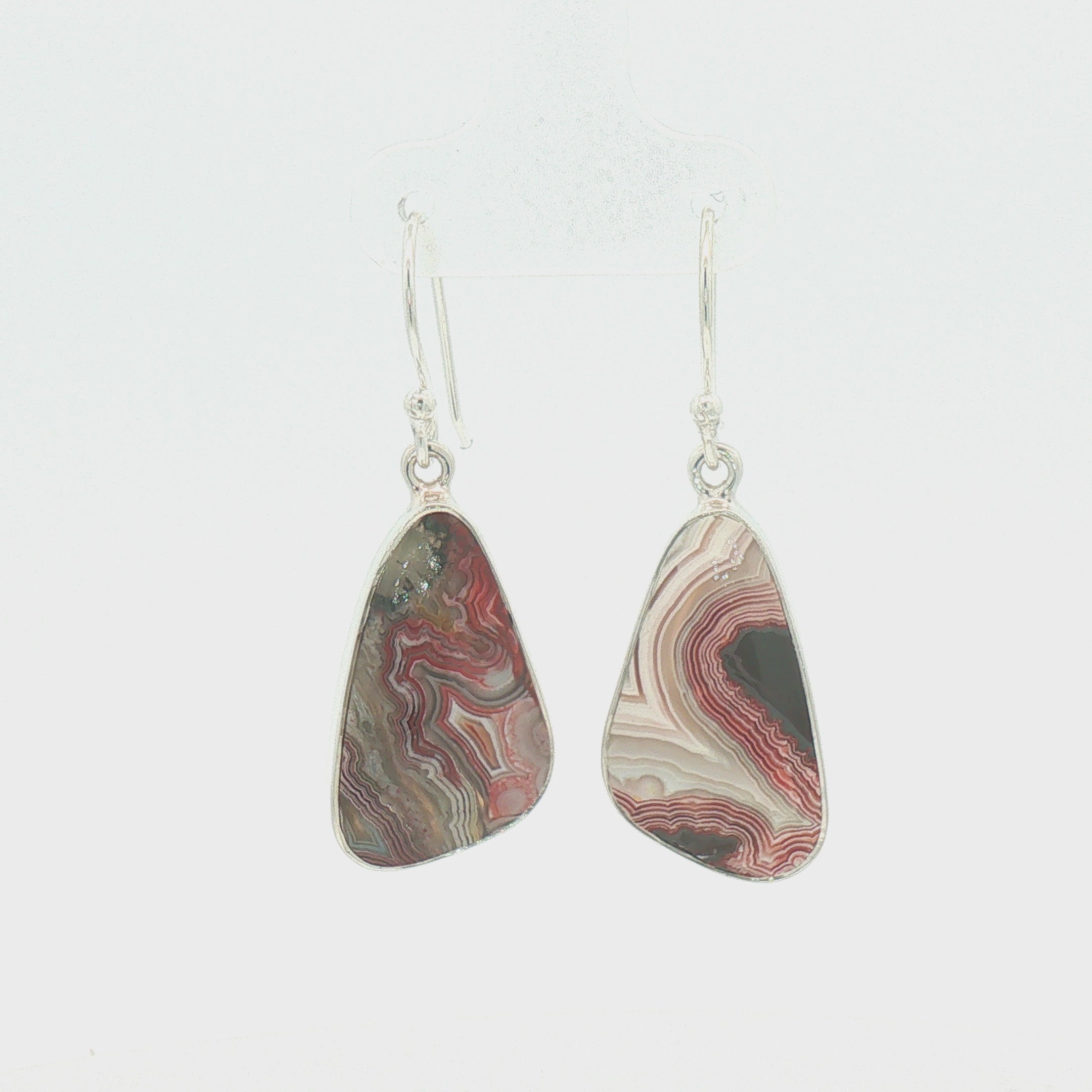 Silver Lace Agate Drop Earrings