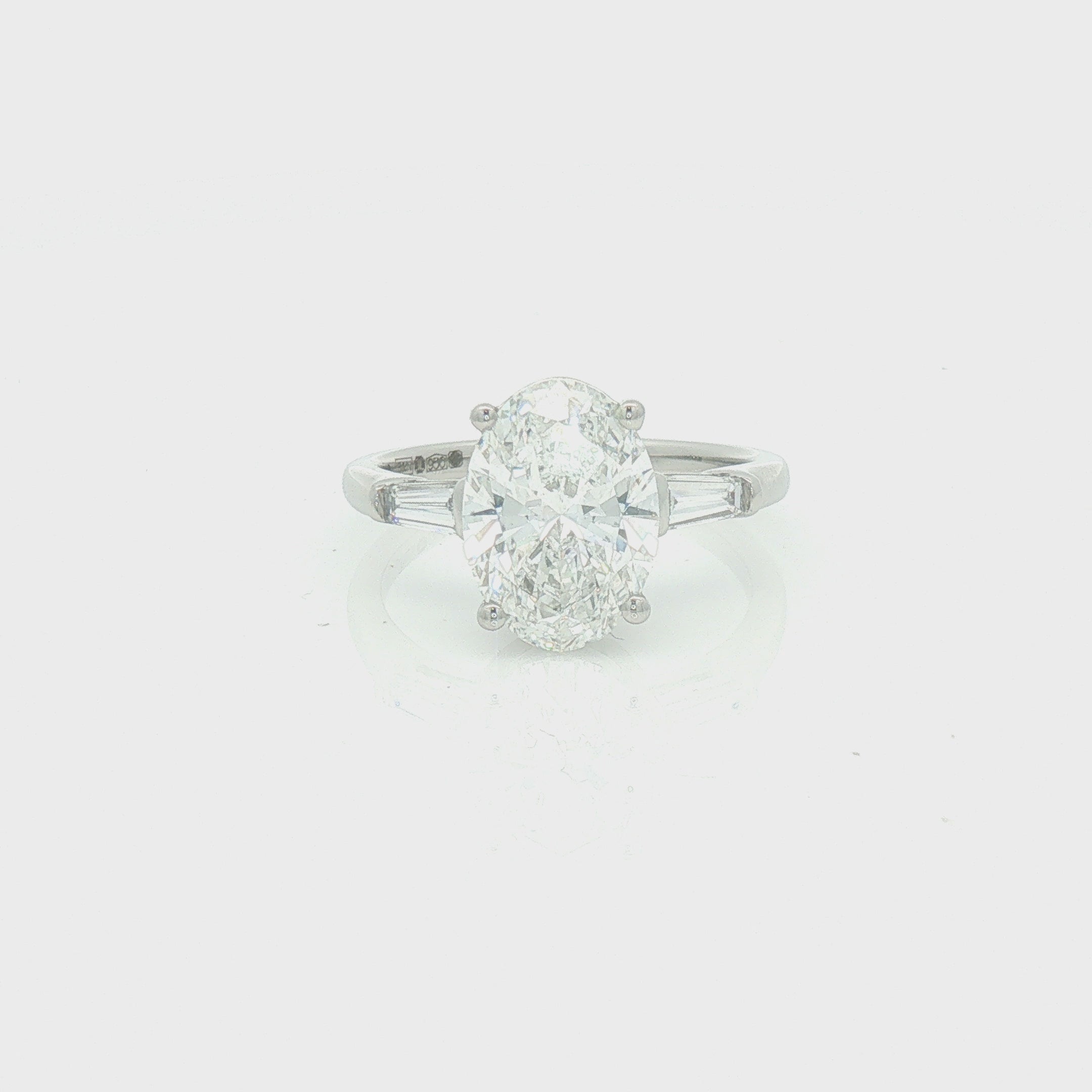 Platinum Solitaire Oval Lab Grown Diamond Engagement Ring 3.30ct