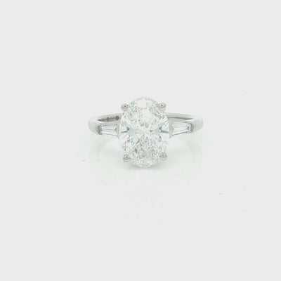 Platinum Solitaire Oval Lab Grown Diamond Engagement Ring 3.30ct