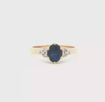 Sapphire & Diamond Ring 9ct Gold