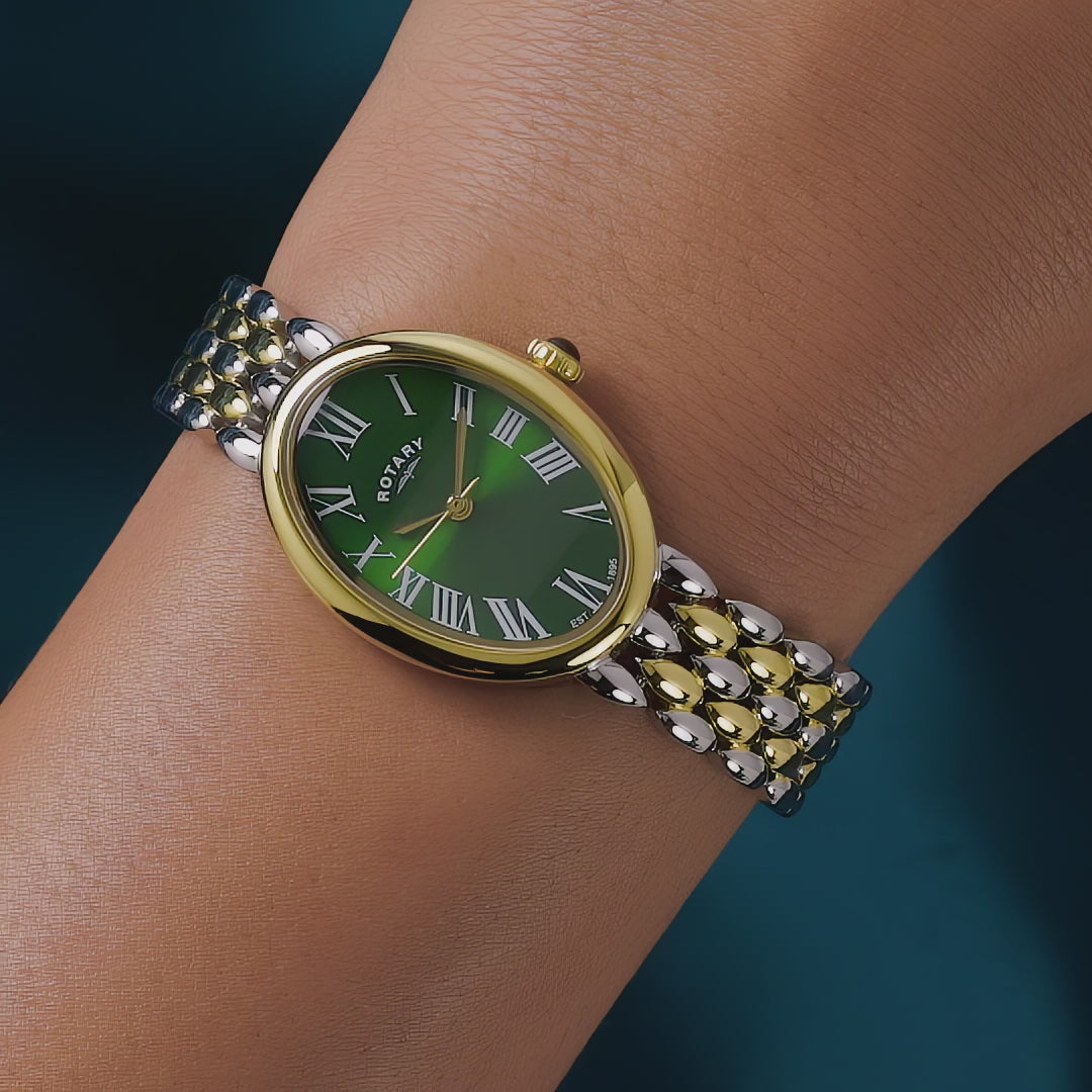 Rotary Ladies Heritage Astoria Green Dial Bracelet Watch RLB10025/24