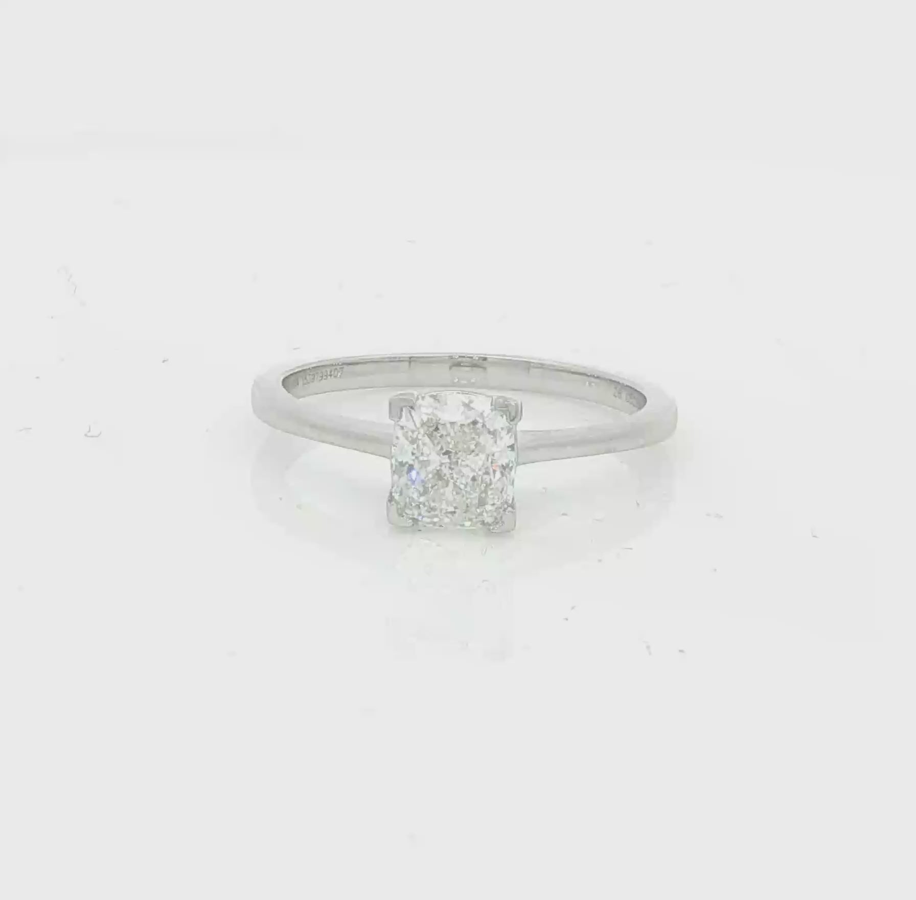 Platinum Solitaire Cushion Cut Diamond Engagement Ring 1.01ct
