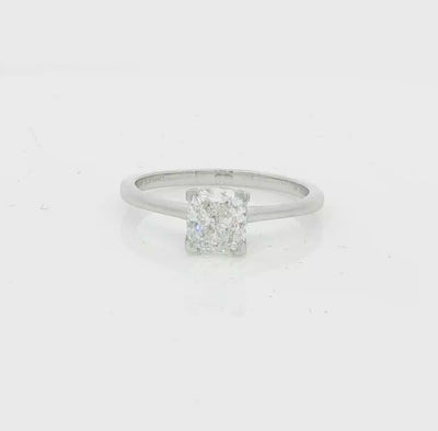 Platinum Solitaire Cushion Cut Diamond Engagement Ring 1.01ct