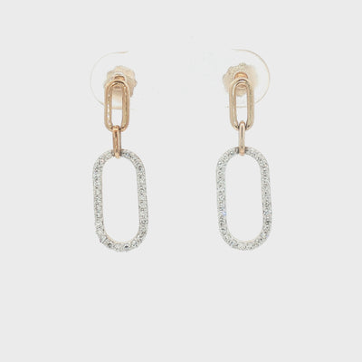 9ct Gold Diamond Rectangular Drop Earrings
