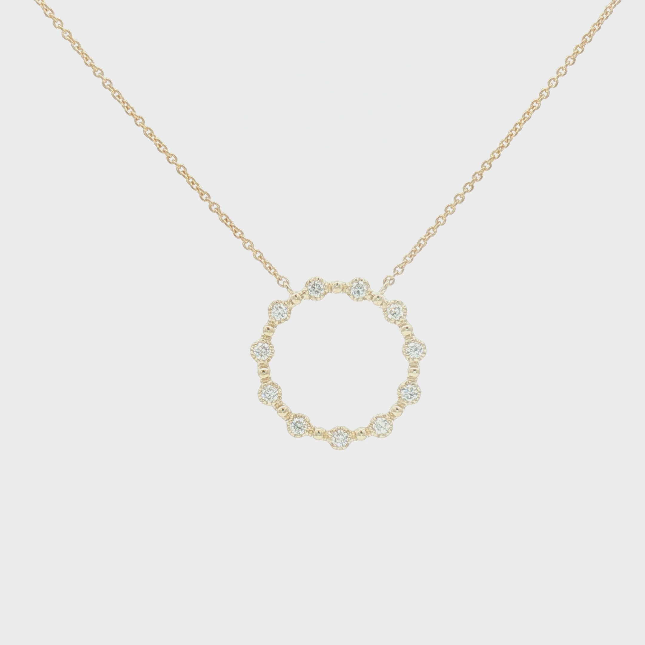 9ct Yellow Gold Diamond Set Circle Pendant