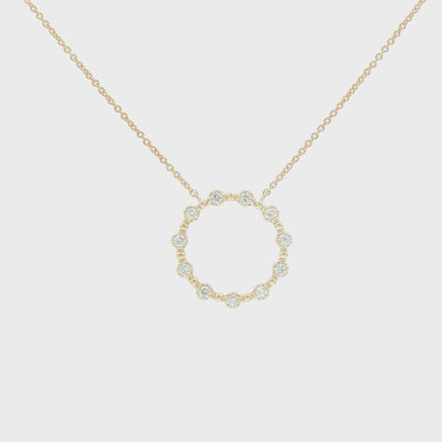 9ct Yellow Gold Diamond Set Circle Pendant