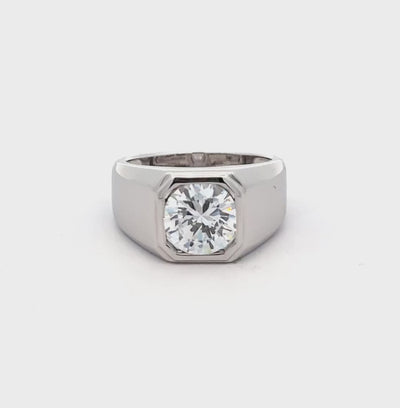 Silver Large Cubic Zirconia Signet Ring