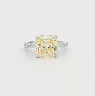 Silver Yellow & White CZ Ring
