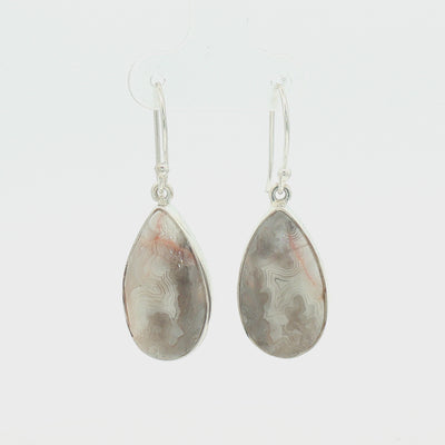 Silver Teardrop Lace Agate Drop Earrings